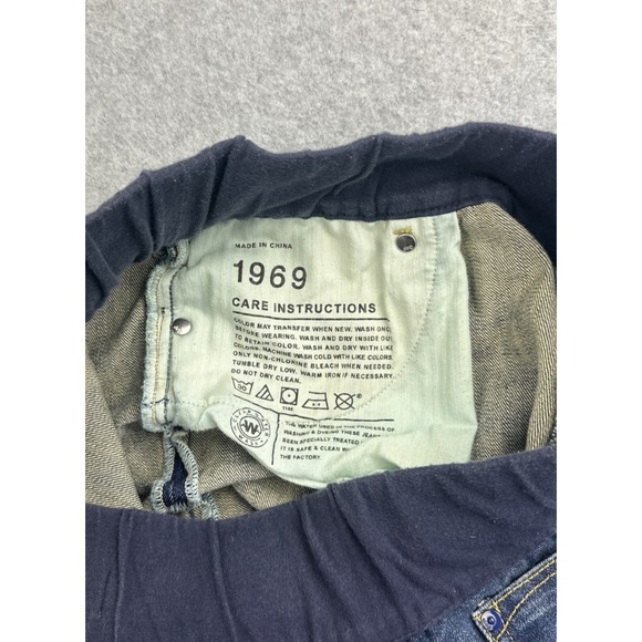 Gap 1969 Distressed Jean Skirt Stretch Waist Comfort Size 30/10 DP Bootcut - Picture 4 of 5